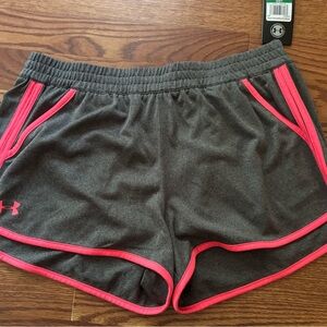 Under Armour Heatgear Gray/Pink Pocketed SZ L Shorts NWTS RP$30